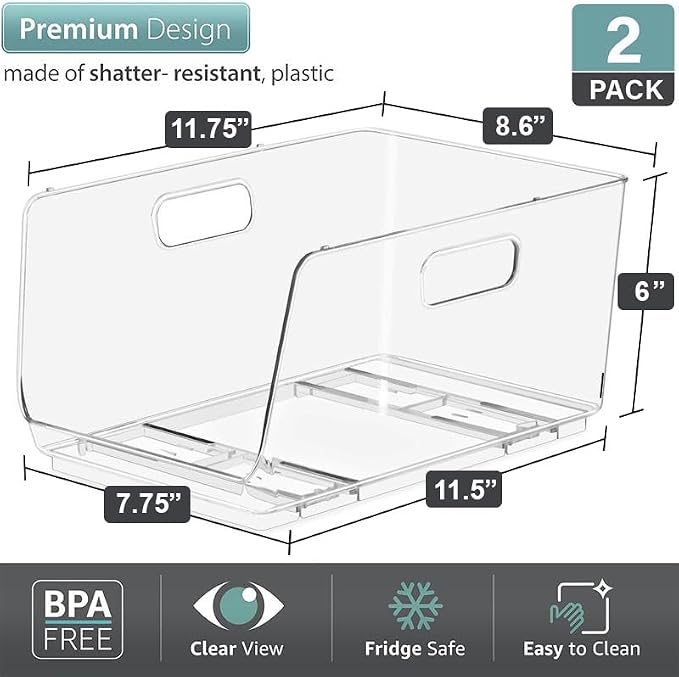 Sorbus Stackable Storage Bins Open Front - Image 2