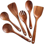 Mother’s Day Wooden Spoons for Cooking Set of 6, Handmade Mango Wood Kitchen by Artisenia