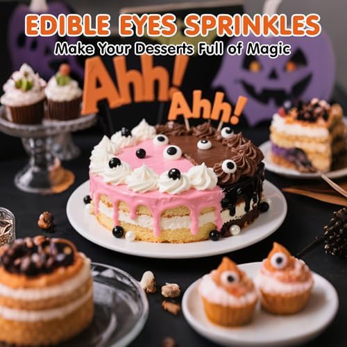 Edible Eyes Sprinkles,Edible Candy Eyeballs for Halloween Cake Decorating - Image 2