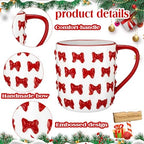 Vesici Christmas Mugs Ceramic Cute Coffee Mug with Handle,Red Bow - Image 5