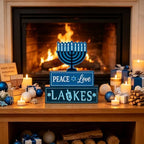 MEETYAMOR Hanukkah Decorations for Home, 3-Layered Wood Block with Dreidel Star of David Menorah Hanukkah Decor, Decorative Blue Jewish Judaism Chanukah Decor for Mantel Tabletop Party - Image 4