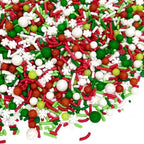 Manvscakes Sprinkles- Edible Cake and Cupcake Sprinkles with Assorted Shapes and Sizes for Parties, Metallic Sprinkle Mix for Cookies, Ice Cream, Cake and Cupcake Decorating, 4 oz (Red, Green, White) by Manvscakes