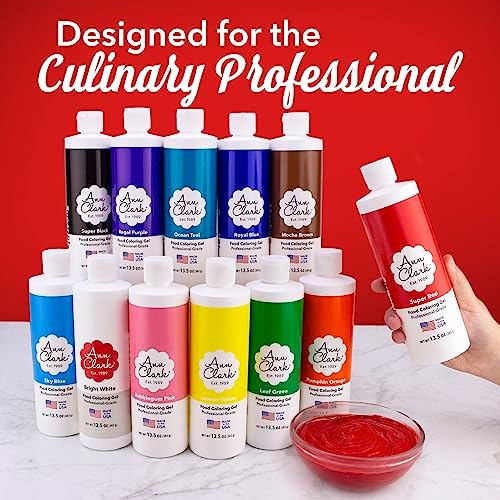 Ann Clark Professional Grade Food Coloring Extra Large 13.5 oz Bottles 12-Color Set - Image 2