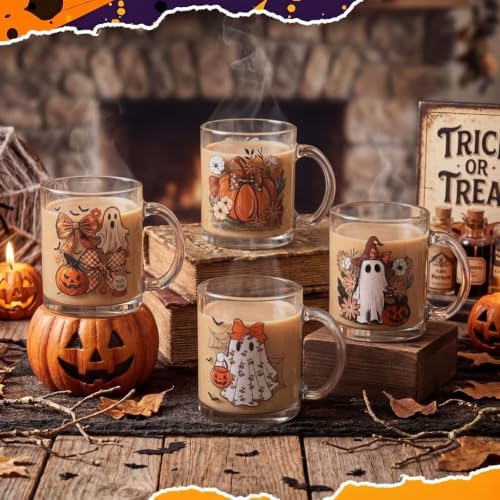Tioncy 4 Pcs Halloween Coffee Mugs Ghost Glass Cups - Image 6