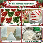 Christmas Tree Silicone Molds 2PCS for Soap Chocolate Candy Cake Cocoa Bomb Bath Bomb Ice Candle Food, 3D Xmas Themed Treat Baking & Freezing Tray BPA Free Food Grade Holiday Moulds - Image 2