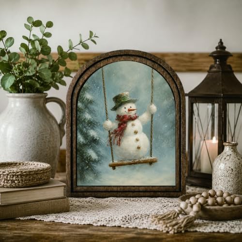 Snowman Christmas Arched Table Sign, Rustic Winter Farmhouse Decor - Image 7