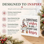 Christmas Wishes and Candy Cane Kisses Sign, Gnome Wood Box Shelf Decor - Image 4
