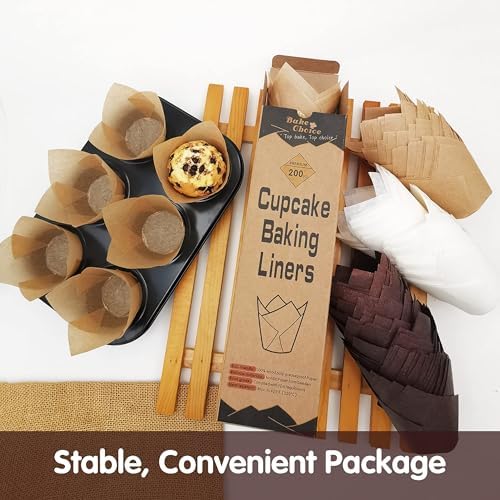 Bake Choice 200pcs Natural Tulip Cupcake Liners for Baking Muffin Liners - Image 6