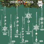 Crystal Christmas Tree Ornaments, Clear Acrylic Snowflake & Icicle, 48pcs - Image 4