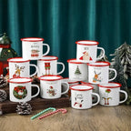 CHENGU 12 Pack Christmas Enamel Mugs 12 oz Coffee Cups, Classic Style - Image 3