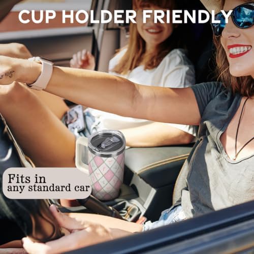 Christmas Tumbler with Handle and Straw Lid 40 oz,Cute Gifts for Women Merry Xmas Plaid Bow Candy Cane Holly Stars Winter Holiday Festival Vacuum Insulated Leak Proof Stainless Steel Coffee Cup Mug - Image 6