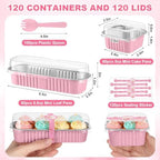 LemonRoad 120 Sets Pink Mini Loaf Pan with Lids and Spoons - Image 2