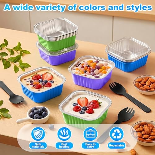 LemonRoad 120 Sets Candy Colors Mini Loaf Pan with Lids and Spoons - Image 3
