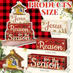 Moucuny 4 Pcs Christmas Nativity Table Decorations Xmas Jesus Block Signs - Image 4