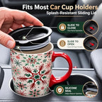 Topadorn 17oz Ceramic Travel Mug with Lid, Christmas Snowflake Coffee Mug - Image 3
