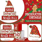 Moucuny 4 Pcs Christmas Table Decorations Santa Hat Wooden Block Signs - Image 3