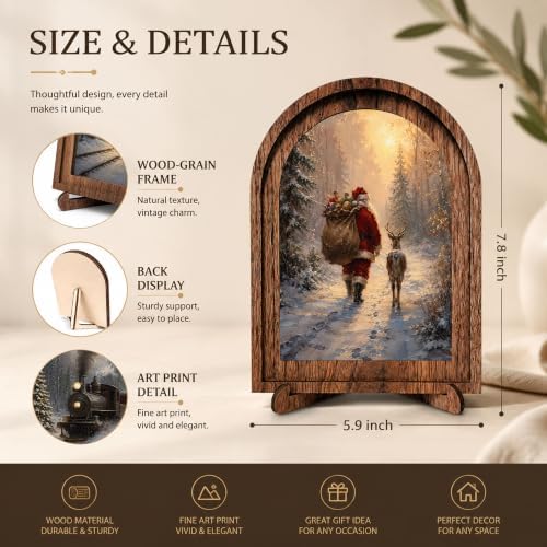 Santa Reindeer Arched Decor, Winter Forest Table Sign, 5.9x7.9 - Image 2