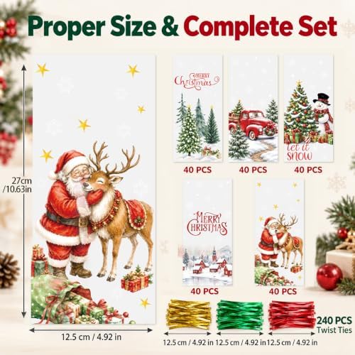 CCINEE 200PCS Christmas Cellophane Treat Bags for Holiday Party Favors - Image 2