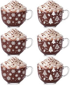 Patelai Glass Christmas Coffee Mugs 14 oz Snowflake Tree, 6 Pcs, Winter by Patelai
