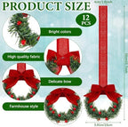 Retrowavy 12 Pcs Small Christmas Kitchen Cabinet Wreaths with Ribbon - Image 2