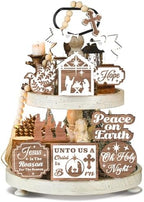 Funnymoom 17 Pcs Christmas Christian Tiered Tray Decor Set Jesus Tray Decor by Funnymoom