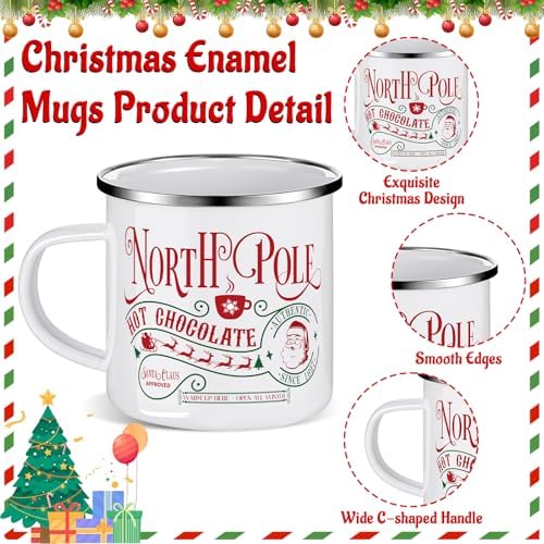 Christmas Enamel Mug Set of 12, 12 oz North Pole Hot Chocolate Mug Christmas Coffee Mugs Funny Novelty Holiday Mugs Stocking Stuffer Gift for Kids Women Friends Coworkers Family - Image 3
