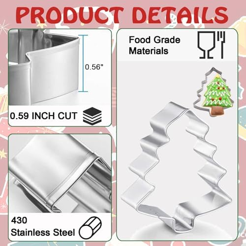 Christmas Silicone Spatula Set, 7PCS Baking Tools with Cookie Cutters - Image 5