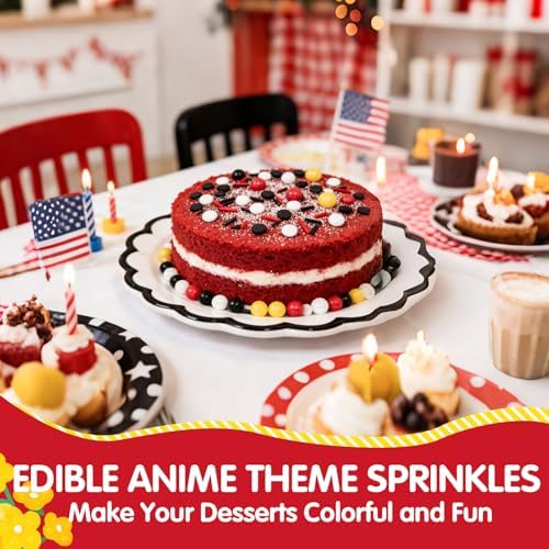 Edible Black White Red Yellow Pearls Jimmies Round Confetti Sprinkles,130g - Image 2