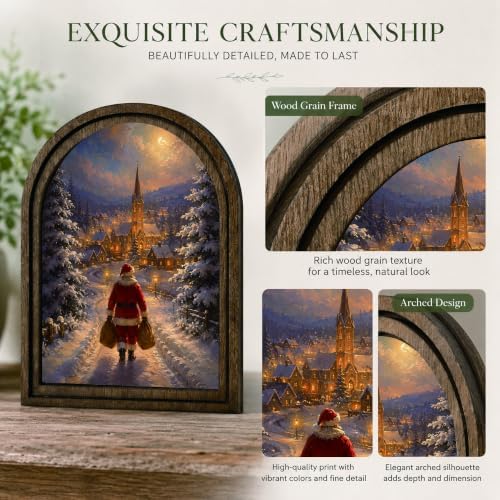Santa Village Arched Table Sign, Christmas Farmhouse Shelf Decor - Image 4