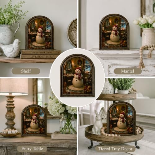 Snowman Bathroom Arched Table Sign, Christmas Farmhouse Shelf Decor - Image 5