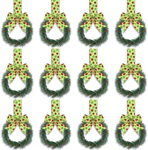 Retrowavy 12 Pcs Small Christmas Kitchen Cabinet Wreaths with Ribbon by Retrowavy