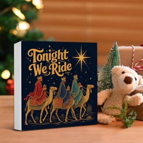 Christian Christmas Decor, Tonight We Ride Wooden Sign Bible Story Decor - Image 5