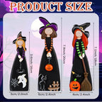Suzile 3 Pcs Halloween Witch Table Decorations, Wooden Tabletop Figurines - Image 3