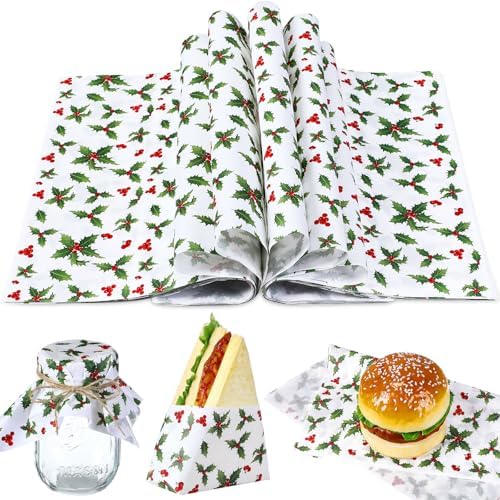 Marspark 100 Sheet Christmas Wax Paper Holly Leaf for Food 11.4 x 11 Inch by Marspark