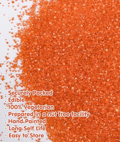 Edible Orange Sprinkles,Sanding Sugar Sprinkle for Cake Decorating,150g,Edible Coarse Sugar Crystals,Sprinkle Mix for Donut Cookies,Ice Cream,Fondant Cake,Caramel Apples,Cupcakes,Desserts,Wedding Birthday Party Supplies - Image 6