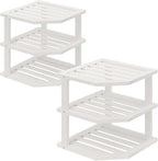 VERTORGAN 3 Tier Bamboo Corner Shelf, Dish Drying Rack, Plate Organizer by VERTORGAN