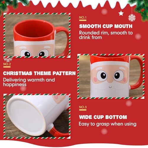 Sliner 11 oz Christmas Coffee Mug Set of 6 with Handle | Funny Xmas Designs Ceramic Mugs, Santa Elf Snowman Penguin Gingerbread Man, Xmas Decorations, Housewarming Holiday Party Gift - Image 3