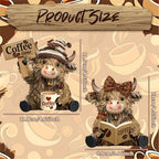 2 Pack Resin Highland Cow Figurine Decor, Coffee Theme - Image 3