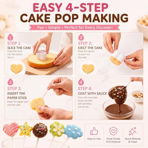 10 Pcs Cake Pop Molds Set with 100 Sticks - Image 5