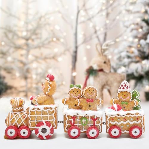 Hodao 9.25 in Christmas Gingerbread Man Train Decoration, Xmas Gift - Image 7