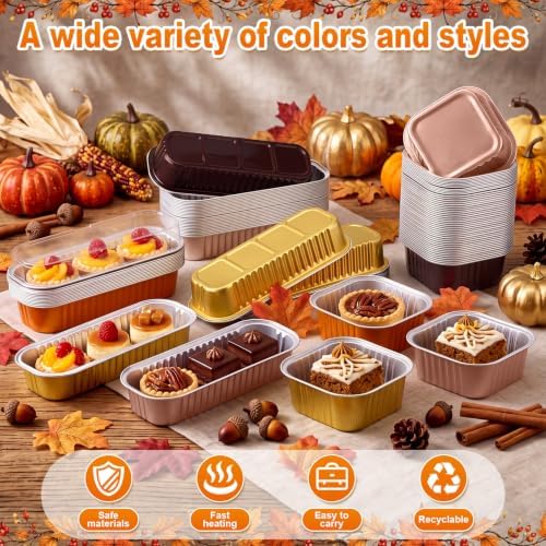 LemonRoad 120 Sets Fall Colors Mini Loaf Pan with Lids and Spoons - Image 4