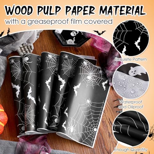 Marspark 100 Sheet Halloween Wax Paper Spider Web for Food 11.4 x 11 Inch - Image 4