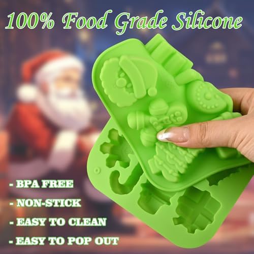 Christmas Chocolate Molds, Christmas Candy Silicone Molds, 4 Packs 14 Cavity Xmas Theme Baking Molds for Making Chocolate, Candy, Gummy, Jello, Ice, Wax Melts - Image 2