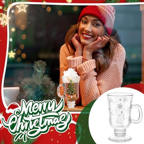 Sliner 6 Pcs Glass Coffee Mugs, Gingerbread Man Irish Mugs with Handle - Image 2