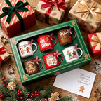 Christmas Gingerbread Man Mugs Set of 6 Winter Hot Cocoa Mug Gifts - Image 2