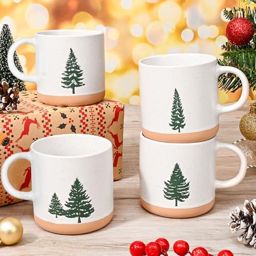YHRJWN Christmas Mugs Set of 4-12Oz, Christmas Coffee Mugs With Xmas Tree Design, Holiday Gifts for Family, Friends, Dishwasher & Microwave Safe - Image 4