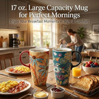Topadorn Set of 2 Ceramic Travel Mugs with Lid, 17oz Ceramic Coffee Mug - Image 6