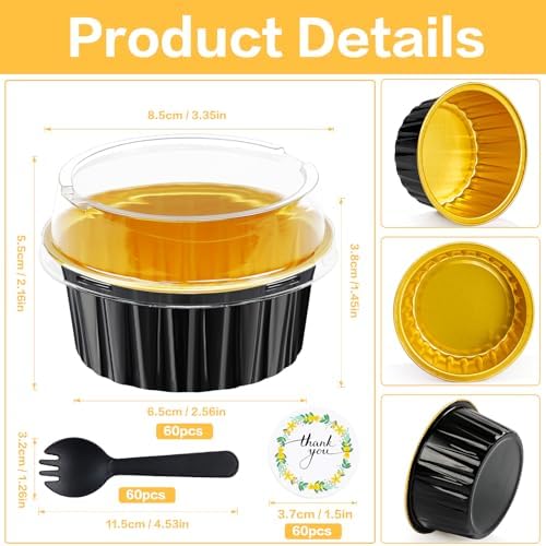 Round Mini Cake Pans with Lids, 5oz Disposable Small Baking Tins, Black - Image 2