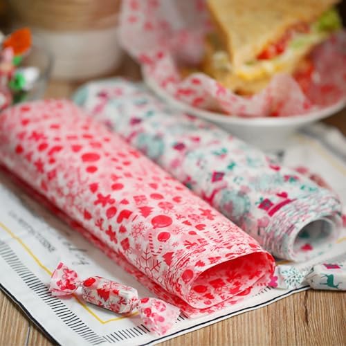 Zezzxu 100 Sheets Christmas Wax Paper Xmas Food Parchment Paper Grease Proof Dry Paper Liners Wrapping Tissue for Food Basket (Xmas Elk) - Image 7
