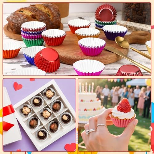 400pcs Mini Foil Cupcake Liners Cupcake Baking Cups, 8 Bright Colors - Image 5